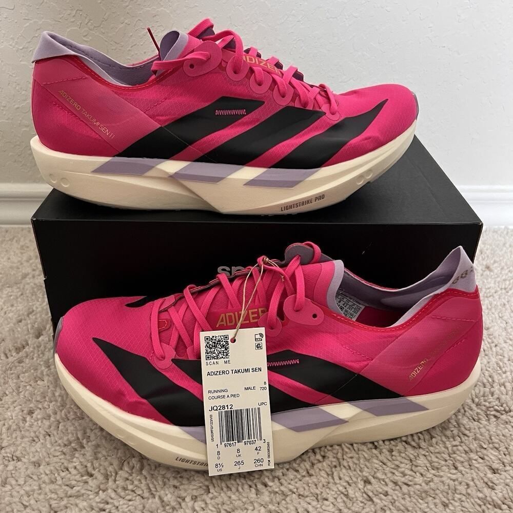 adidas Adizero Takumi Sen 11 Shock Pink Running Shoes JQ2812 Men's Size 8.5 NWT